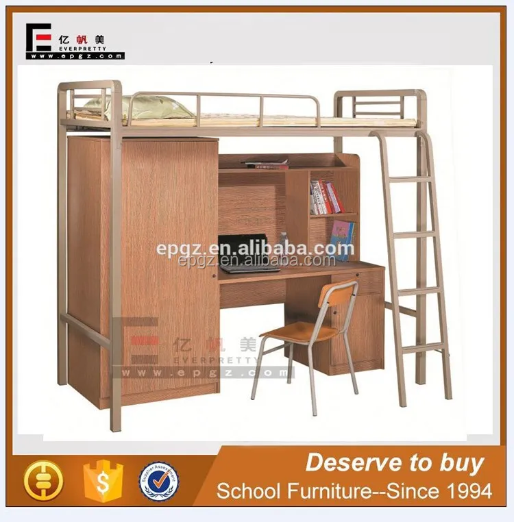 Hot sale bunk bed loft beds with desk for school
