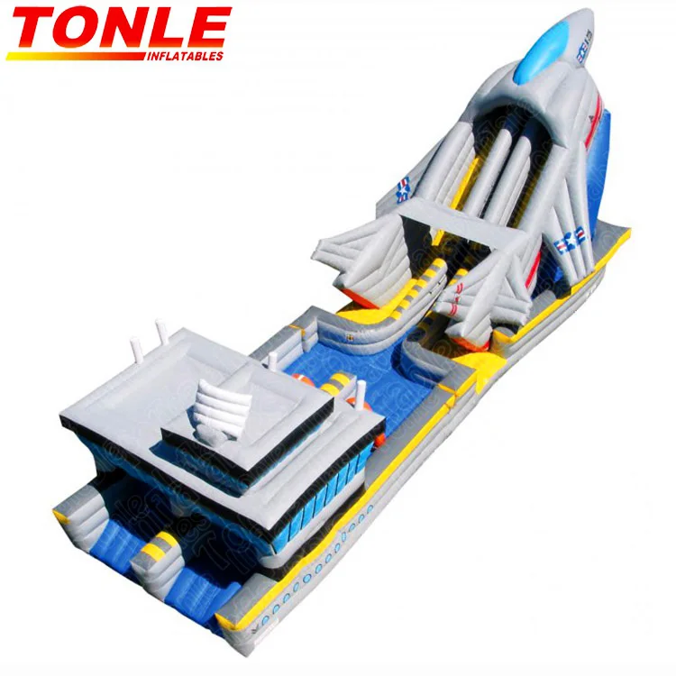 Warplane fighter navy aircraft inflatable obstacle course/Plane Carrier inflatable slide obstacle challenge game for sale