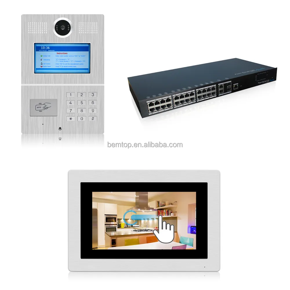 
Code/RFID Card/Indoor Monitor Unlock and Mobile APP Remote Access Multi Apartment Video Door Phone Intercom System for Building 