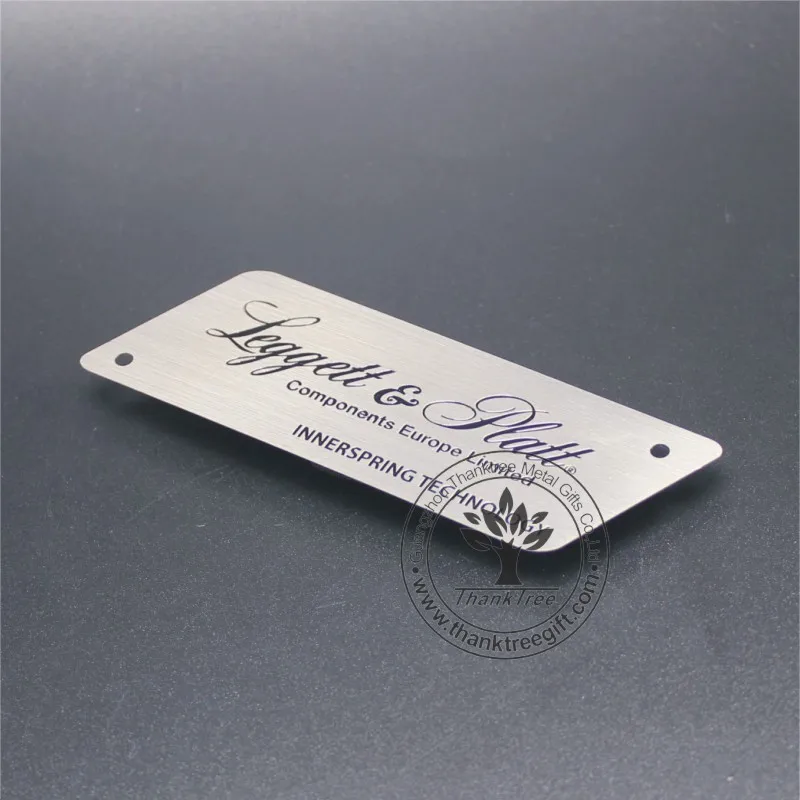 small custom rectangle gold plated metal logo plate with 3M adhesive