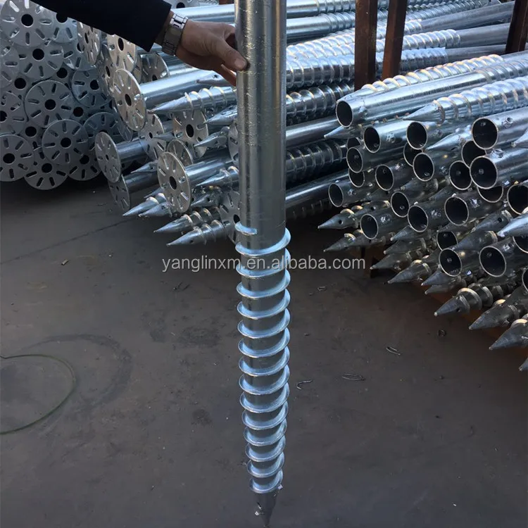 PV Mounting Foundations Galvanized Steel Ground Screws Piles for Solar Mounting System Wooden House Chalet