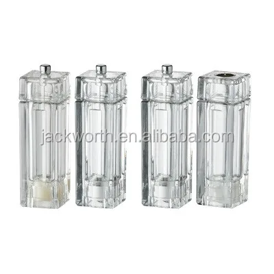 Acrylic Plastic Salt Shaker and Pepper Mill Set