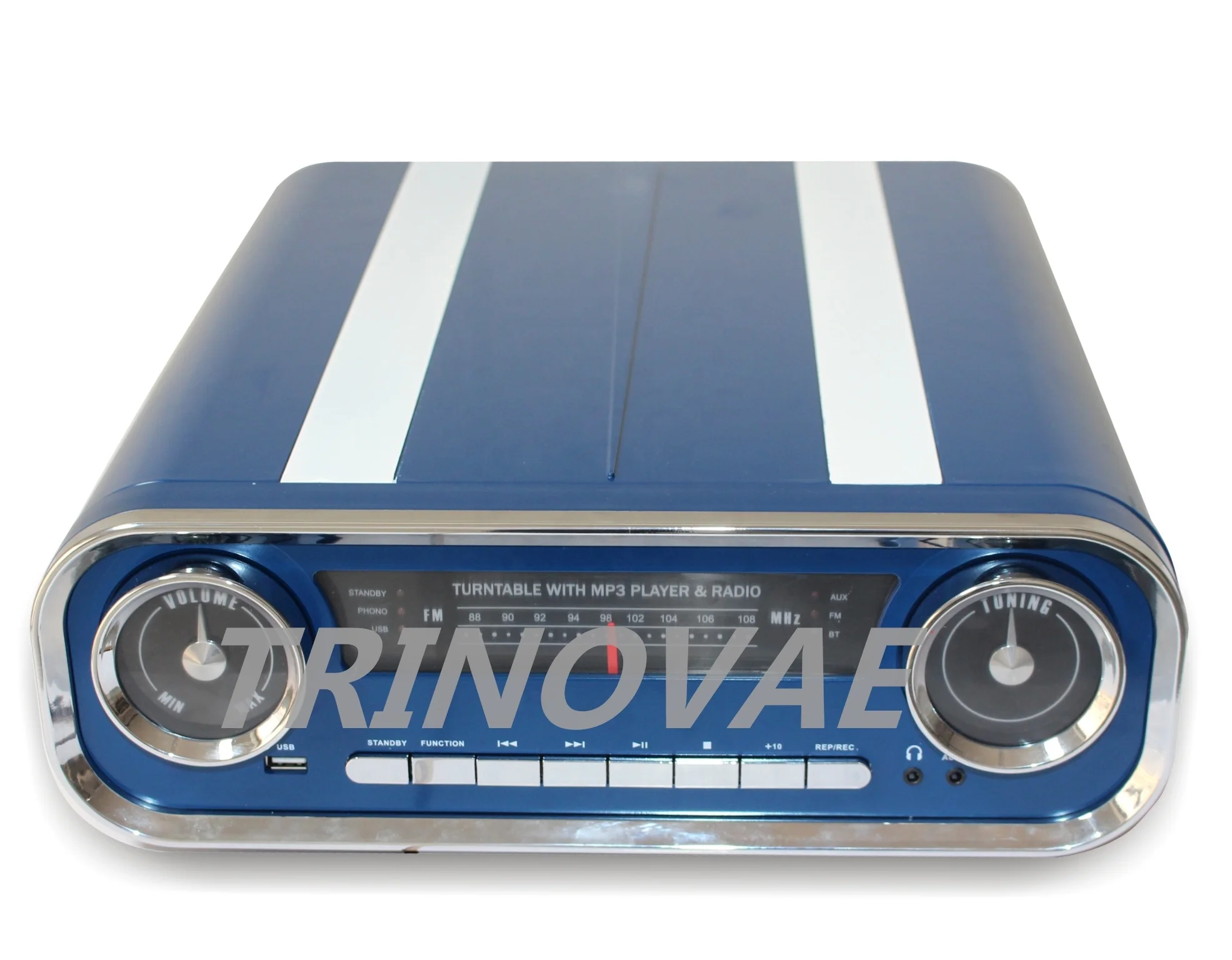 
Trinovae 3 Speed Retro Vinyl Record Player Turntable with Stereo Built-In Speakers, USB, SD, radio <span style=