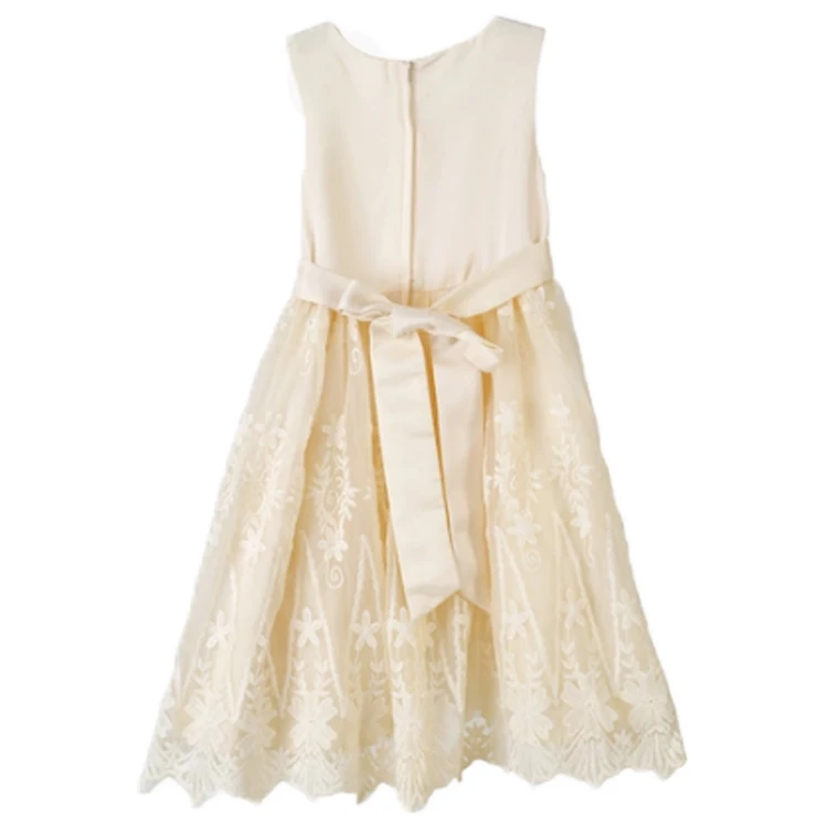 Милое розовое платье на молнии с кружевной вышивкой и поясом-бабочкой для девочек