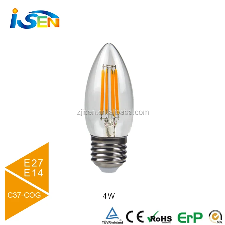 
high quality E14 E27 led filament candle flame bulb 6w 