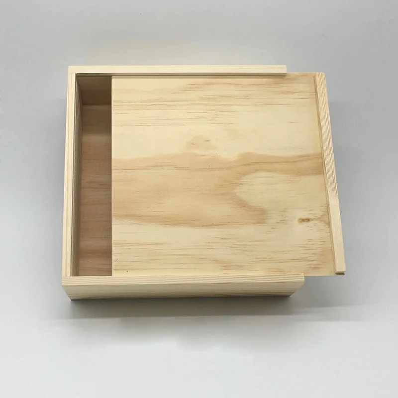 Обычная сосновая деревянная фотокоробка, индивидуальная Подарочная коробка, деревянная коробка с раздвижной крышкой
