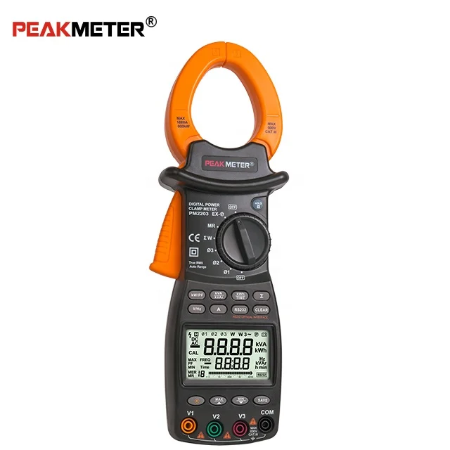 Motorcycle voltmeter  MS2203 power meter Clamp Three Phase Digital With T - RMS RS232 Certification Active Power, Power Factor