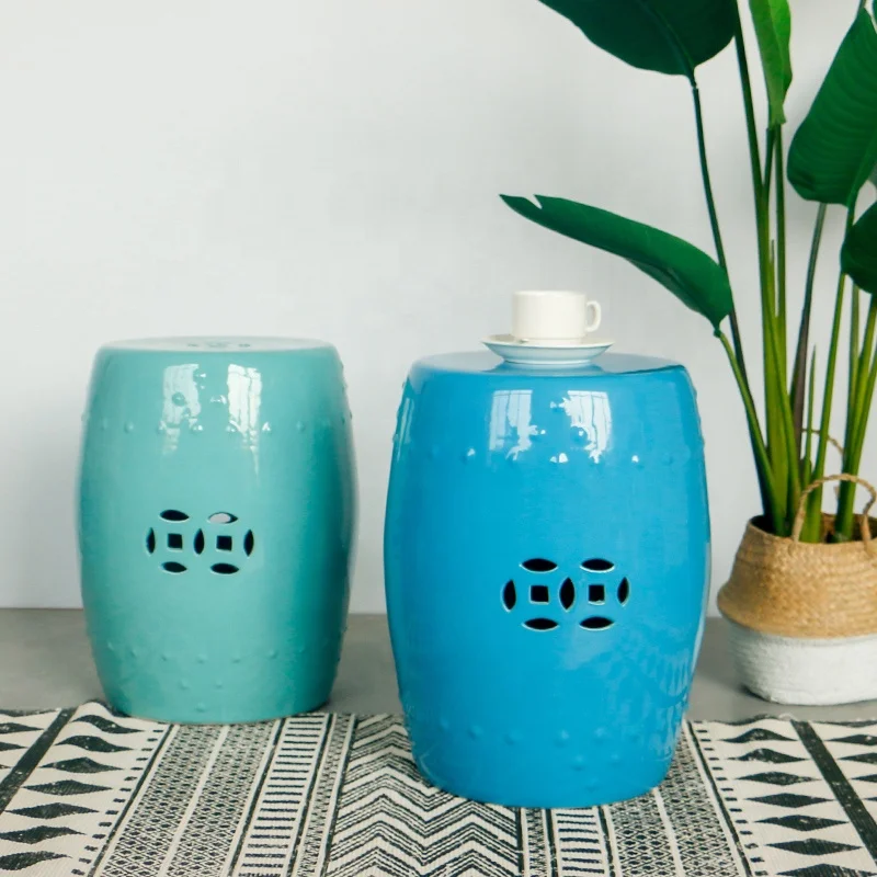Jingdezhen  Chinese ceramic drum standing  garden seat for outdoor and home decorative shoes changing stool wholesale
