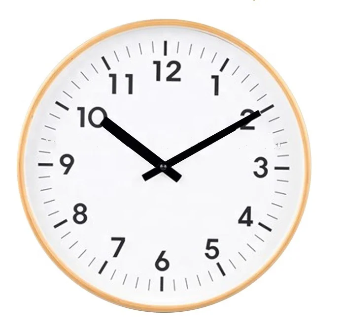 Brief Style Original Wood Frame White Face Large Digital Decor Wall Clock
