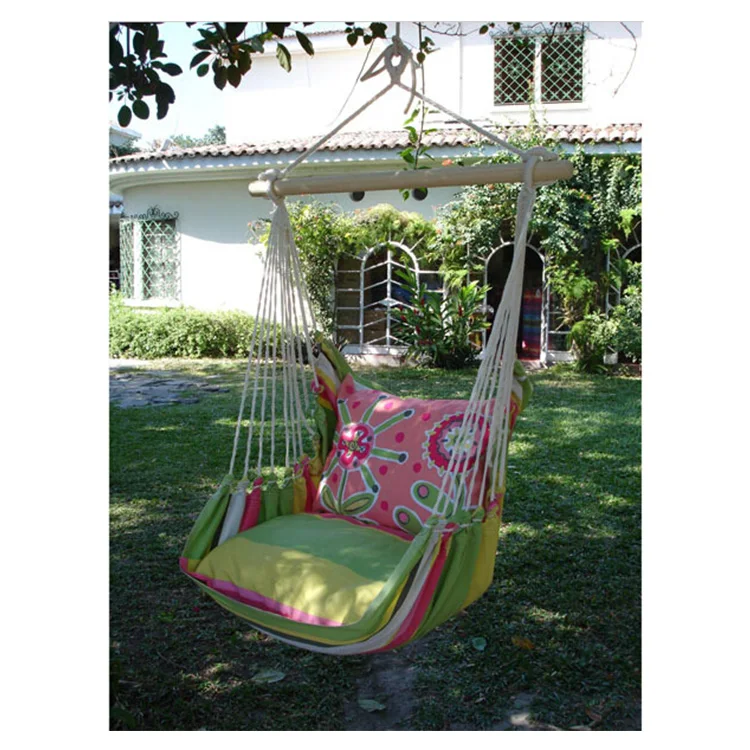 Soft Sponge Strong Rope Loops 1Person 120kg 265 lbIndoor Cotton Hammock Canvas Quilted Outdoor Swing Chair Wooden