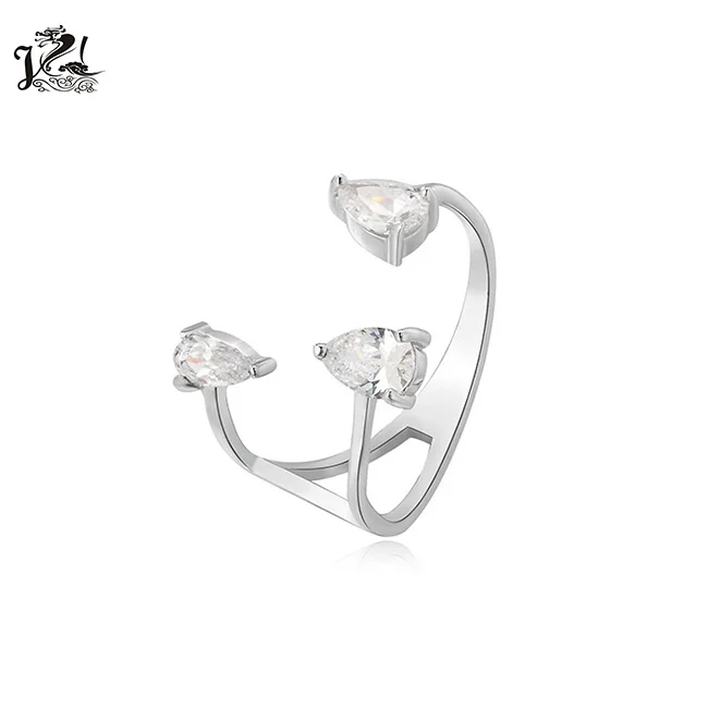 AAA Cubic Zircon Jewelry open Rings Wedding crystal Ring 925 Sterling Silver Ring