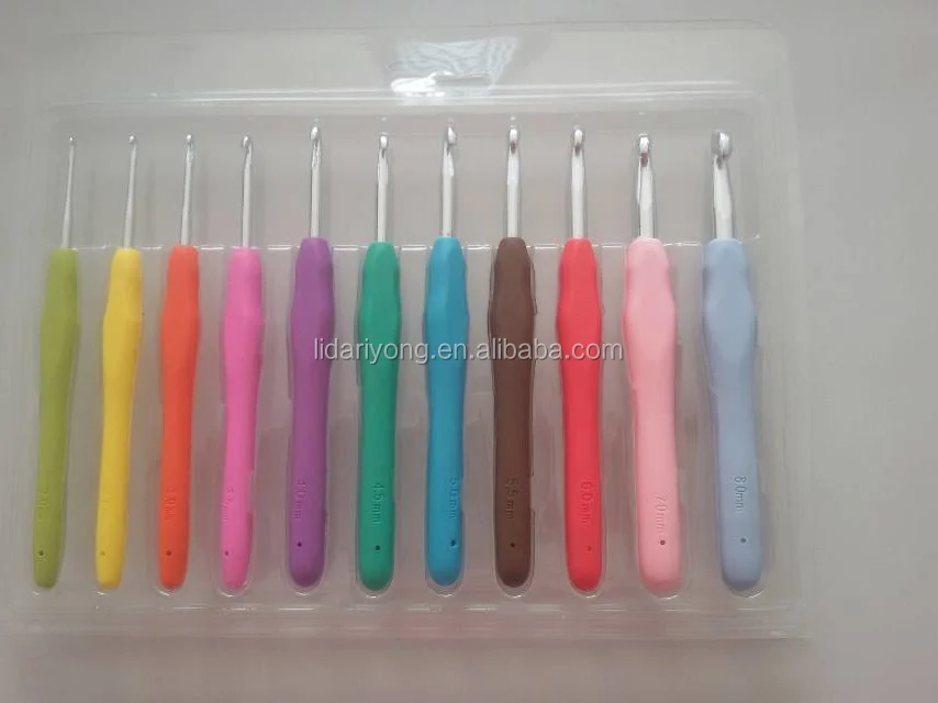 Wholesale stainless steel silicone handle crochet hooks knitting needles