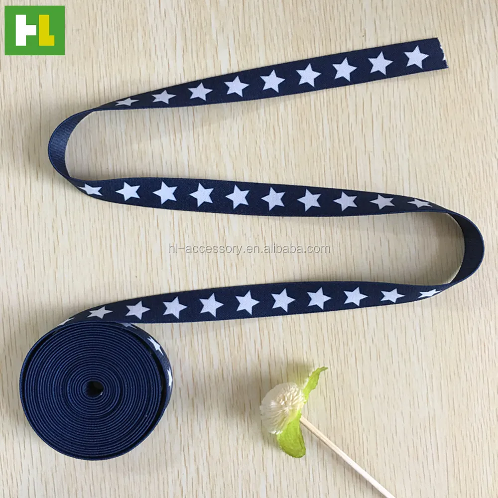 Customized dye sublimation printed web band elastic webbing for apparel 20 mm wide navy blue