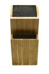 Bamboo Universal Knife Block - Extra Large Two-tiered Slotless Wooden Knife Stand, Organizer & Holder - Convenient Safe Storage