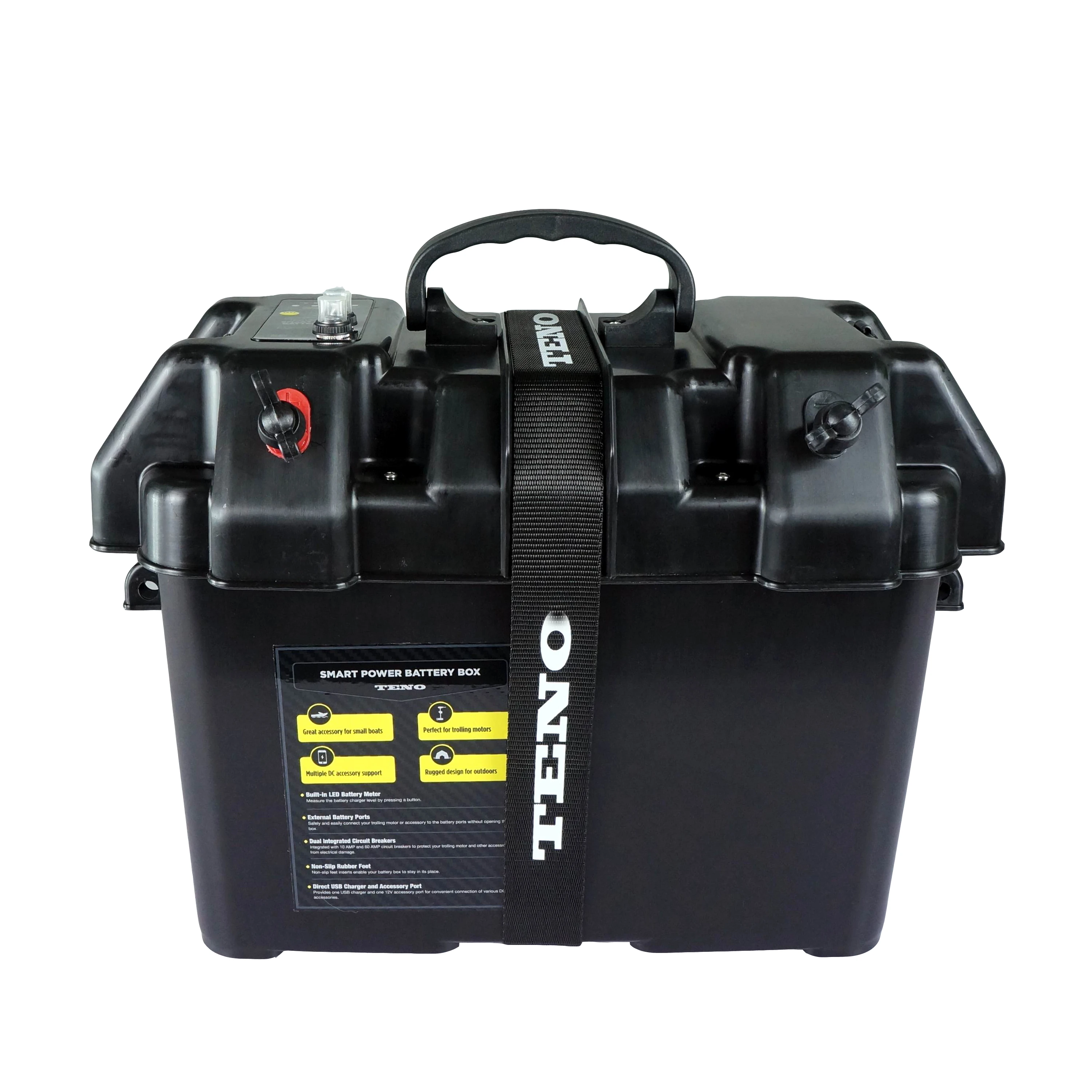 Plastic 12V Waterproof Battery Box with voltmeter USB power charger