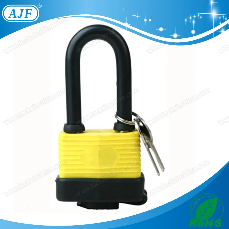 1-9/16in (40mm) Wide Long Shackle Weatherproof Laminated Lock, Non-Removable Key, Keyed Similar