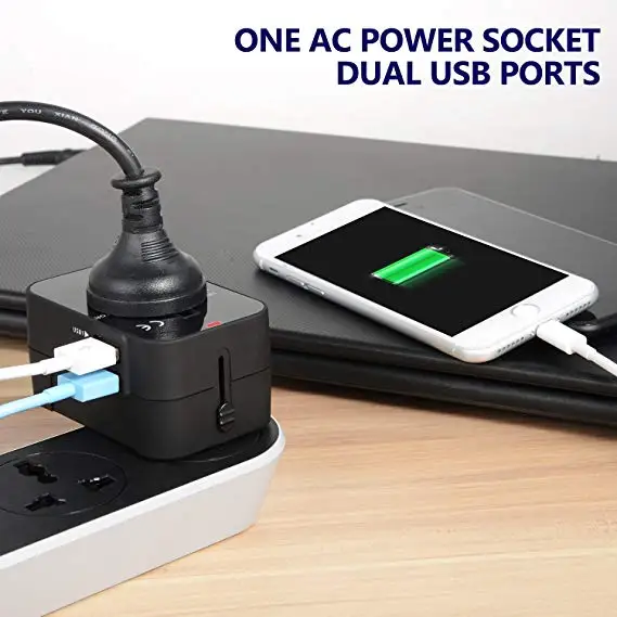 
Dual USB 2100MA universal travel adapter for multi plugs UK EU AUS US universal 