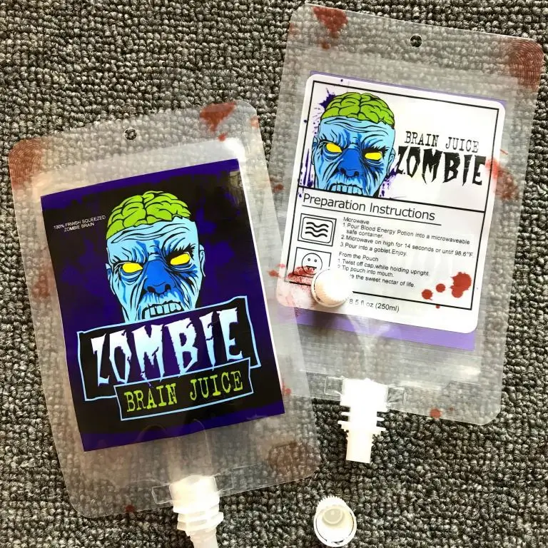 Custom label plastic bag for pouch liquid packaging with screw cap/ blood/ juice /drink bag with spout