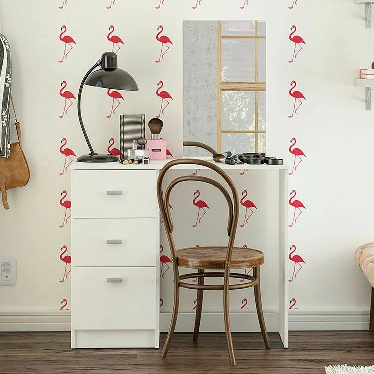 Easy assemble cosmetics dressing table White Color Makeup Organizer for vanity Vanities Desk with Mirror for Makeup