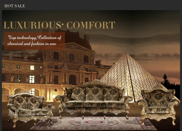 Indoor furniture of Europe style sofa set hand crave royal reproduction sofa set