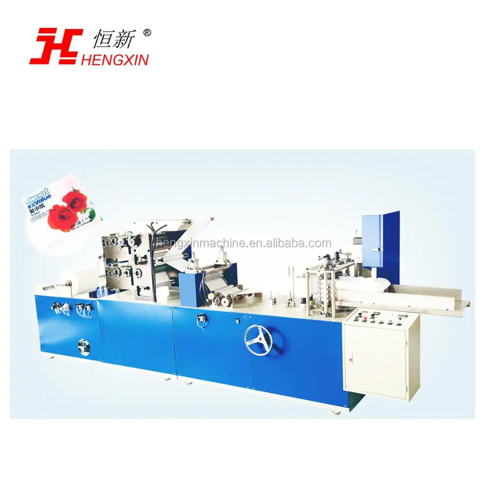 HENGXIN three colour printing and embossing napkin tissue making machine/paper serviette making machine in factory price