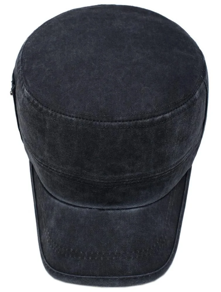 Wholesale fashion adjustable mens enzyme washed cotton twill cadet flat top men cap hat