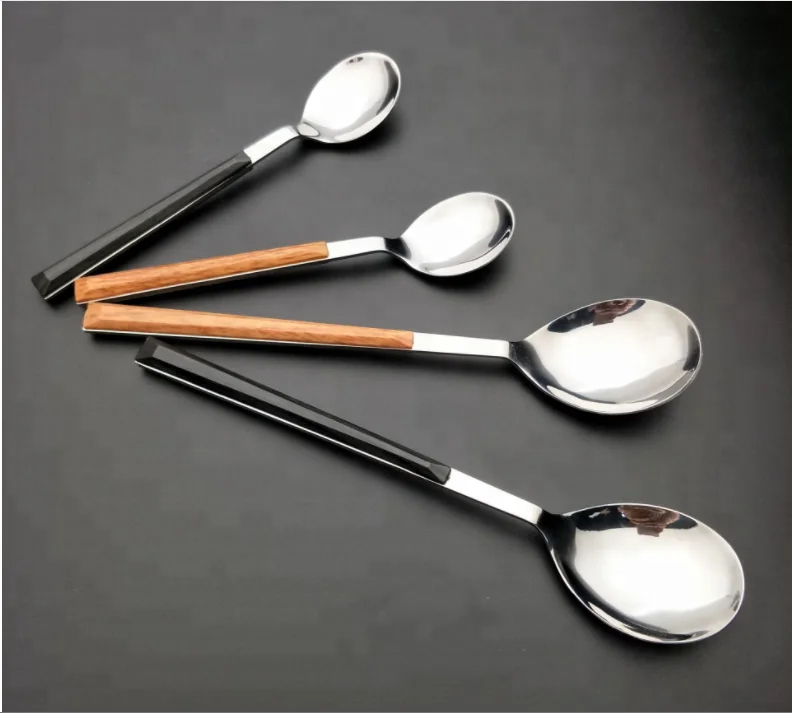 High Quality wood grain stainless steel tableware western flatware cutlery set