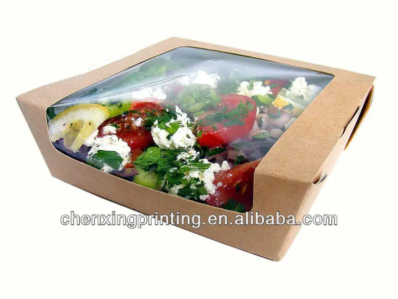 
Medium Kraft Salad paper Box w/ Clear Window 