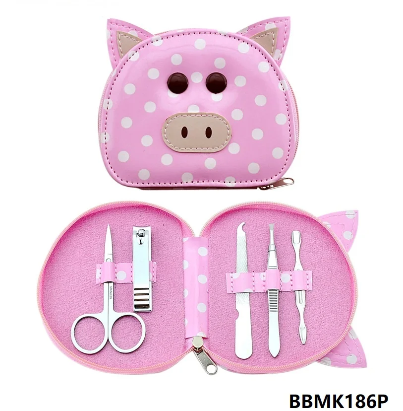 Branded good quality kids baby nail care tools kit manicure pedicure gift set in frog case