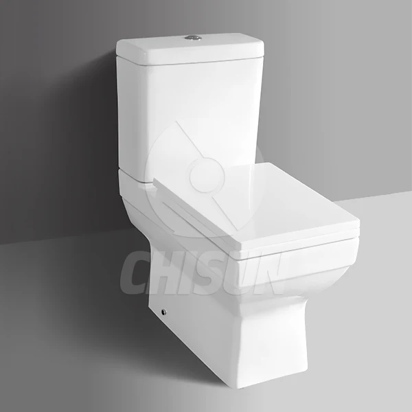 
Dual Exit Classic Design Ceramic Square Two Piece Toilet for Europe 