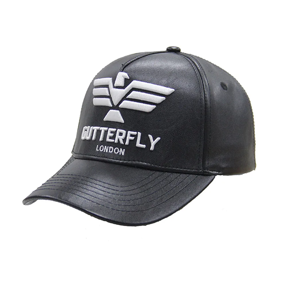 High Quality Classic Men Hat Custom 3D embroidery 6 Panel Pu Leather Baseball Caps
