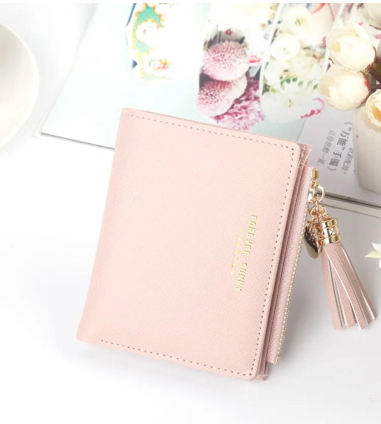 Fashion Vertical Cross Pattern Woman Wallet Tassel Zipper Coin Purse Wholesale