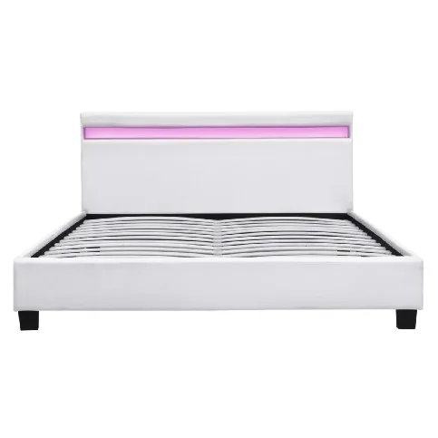 Top quality modern style queen size leather bed with led