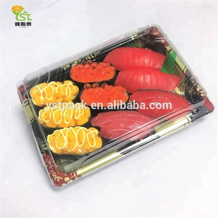 Biodegradable Disposable Plastic Sushi Packaging Boxes With High Quality Lid
