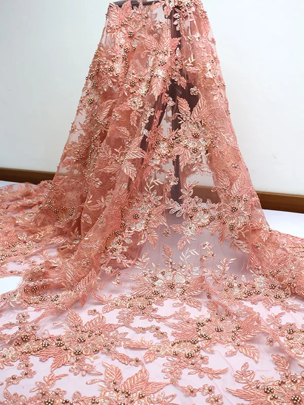 guangzhou wholesale high quality embroidered net beaded african french lace fabric