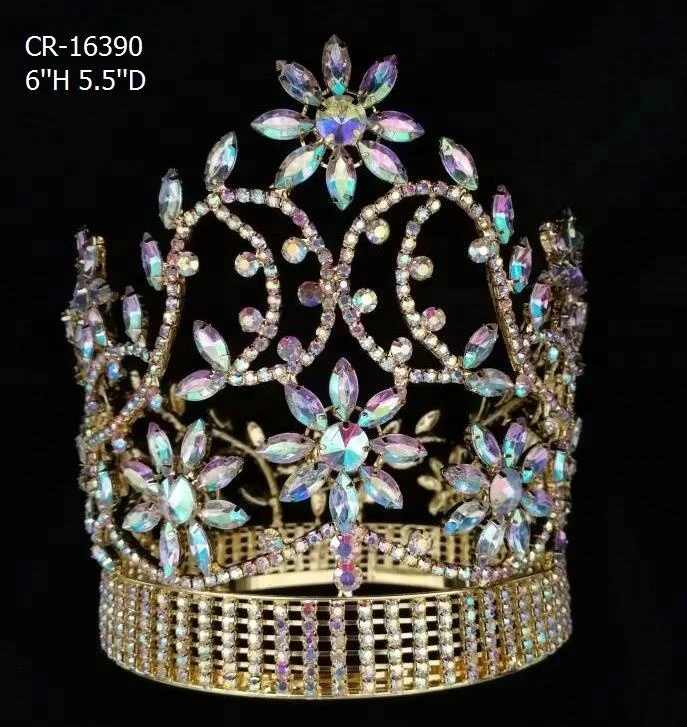 Позолоченные Полный Круглый Театрализованное Корона королевы свадебная тиара