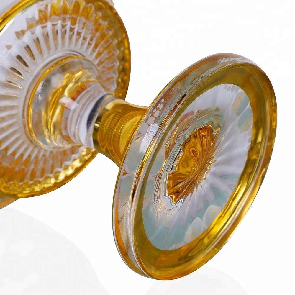 New Arrival Colored Enamel Fruit Tray Golden Fruit Dish Electroplating Glass Plate With Stand for Wholesale