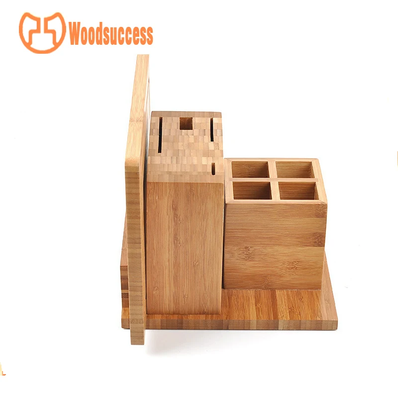 Hot sale kitchen knife holder storage box bamboo cutting board 3pcs set