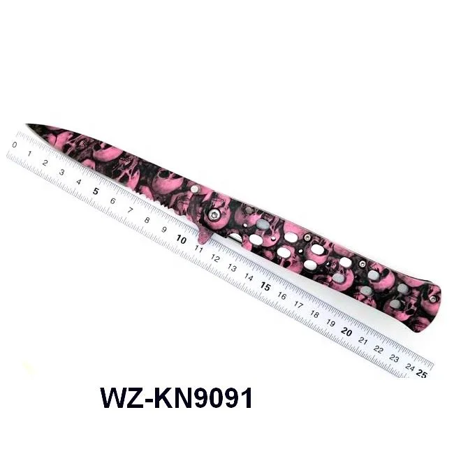 3CR13 stainless steel material type camping survival utility folding brass wood pocket knife