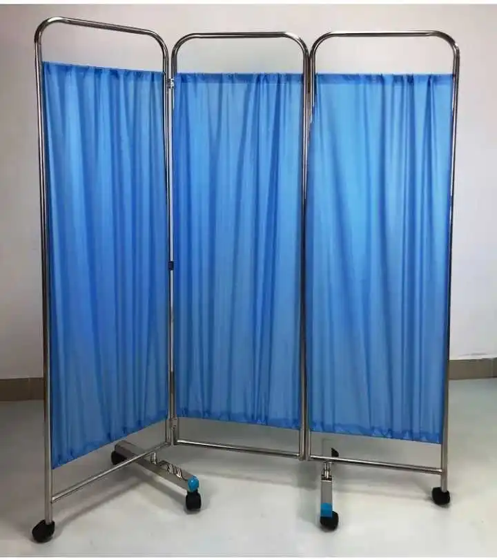 Hospital medical mobile portable 4 sections foldable patient ward screen