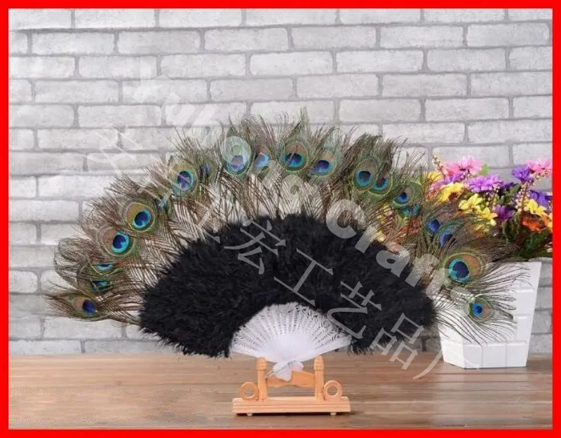 
Wholesale peacock feather foldable fan 