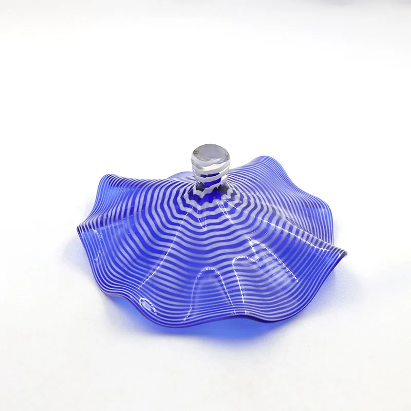 
Modern hotel decoration hand blown glass plates lotus flower sculpture 