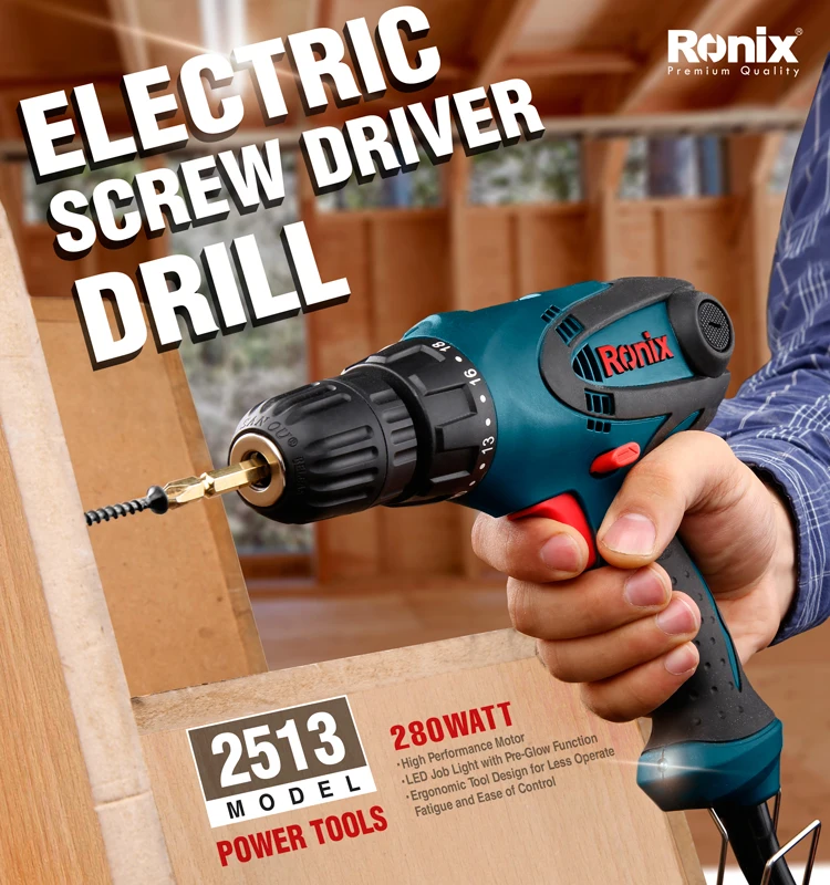 Профессиональная электрическая отвертка Ronix, новая модель 2513 10 мм 280 Вт, миниатюрная электрическая отвертка с контролем крутящего момента