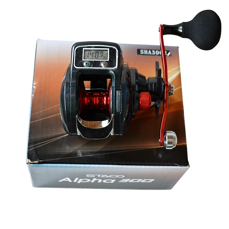 in stock SHA 300 High Quality Metal Black Digital Baitcasting Fishing Reel For Saltwater count fishing wheel