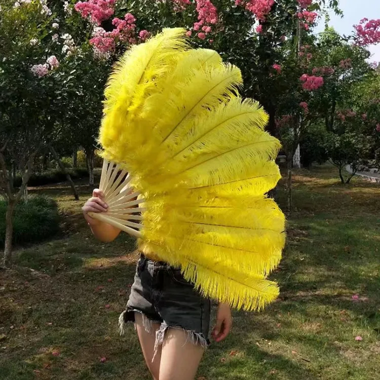 IEF-01 Cheap Wholesale White Color Large Ostrich Feather Fan for Party