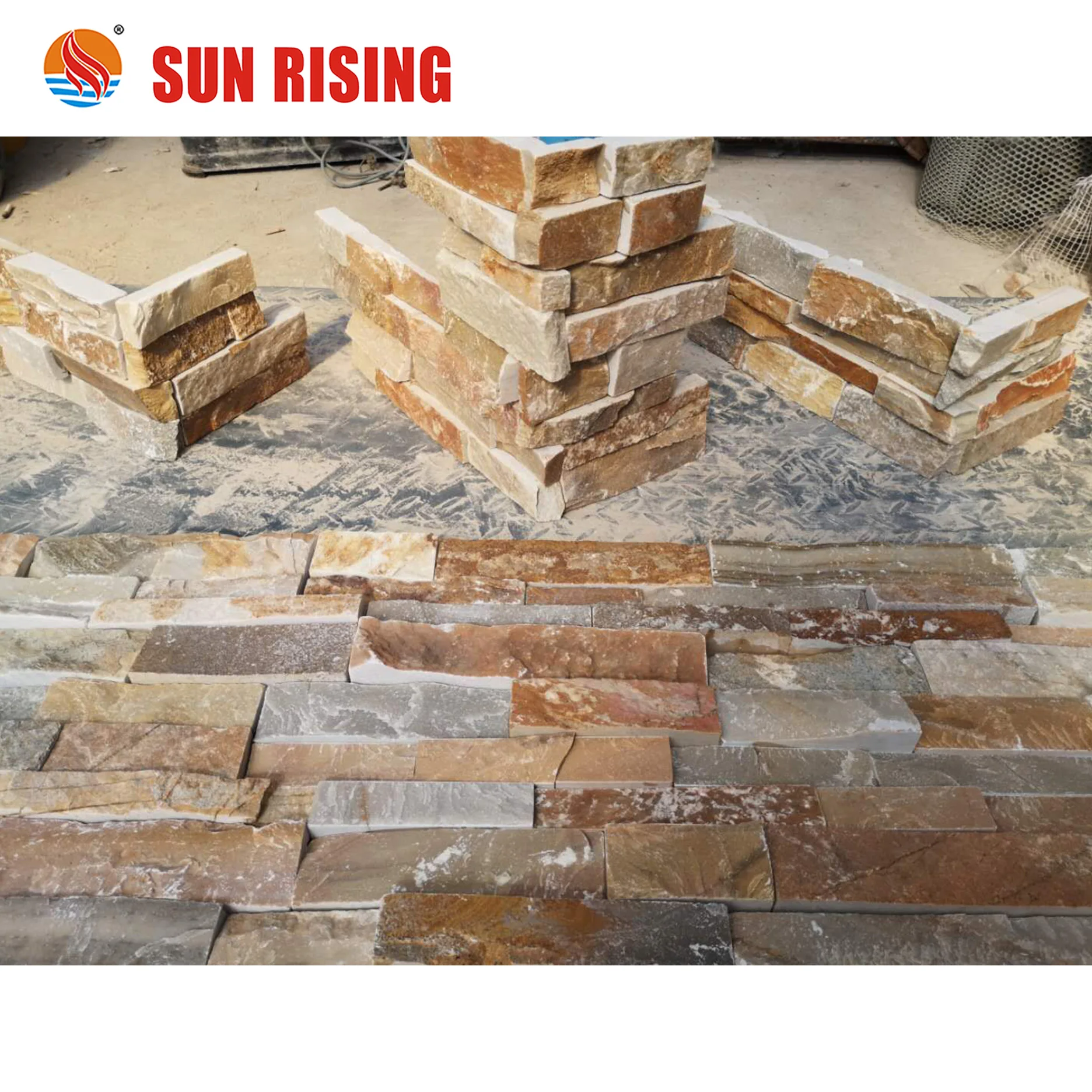 Popular Yellow Wooden Slate Culture Stone For Wall Cladding Decoration