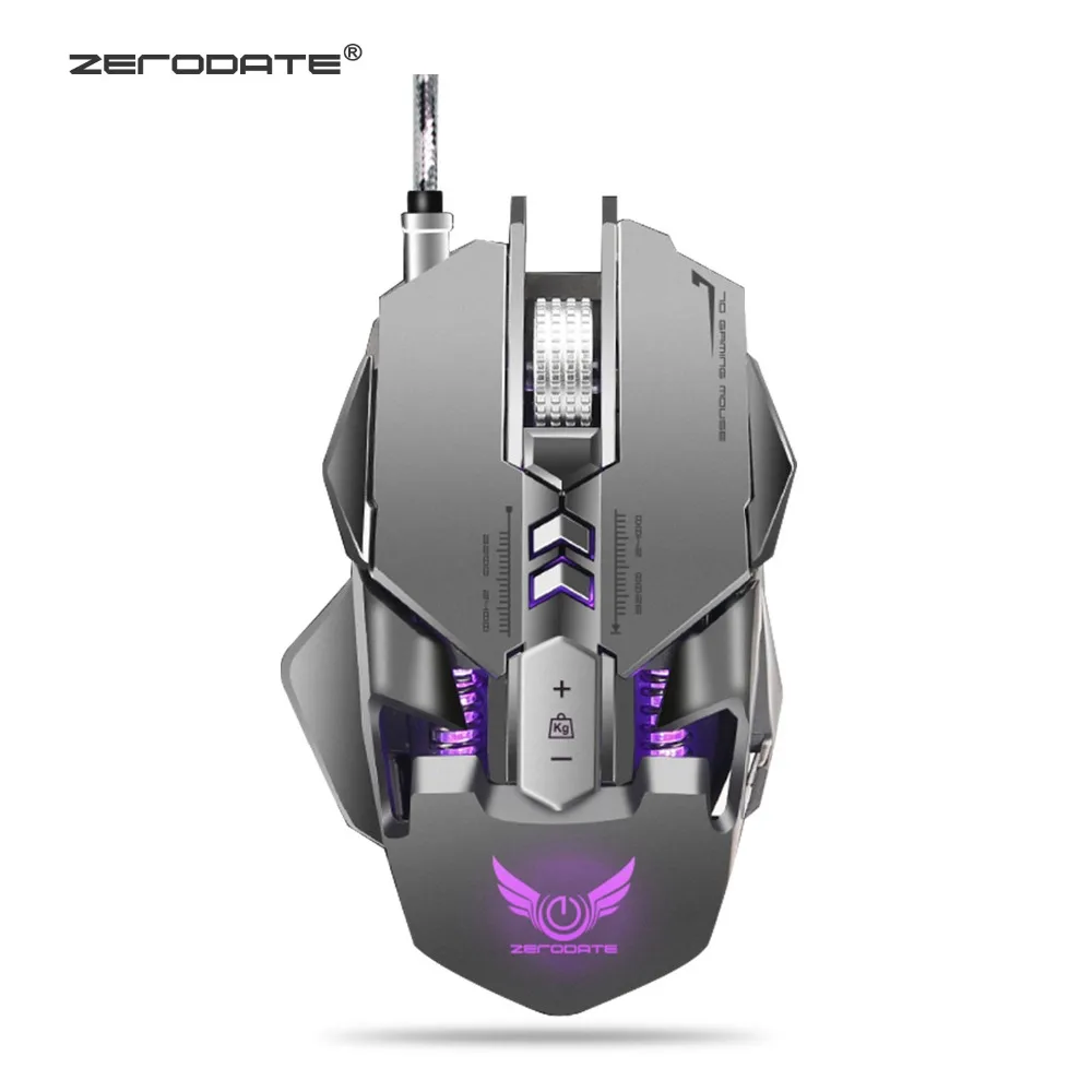ZERODATE X300GY 7 Keys 250-4000DPI USB Wired Optical Mouse Mechanical Macros Define Game Mouse Gamer For PC Computer Laptop
