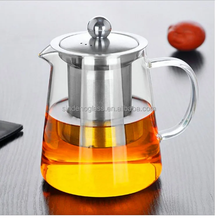 Stovetop Safe Glass Tea Kettle Turkish Glass Teapot With Stainless Steel infuser