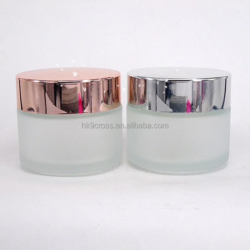 
100ml frosted glass jar cosmetic cream jar with rose gold cap 