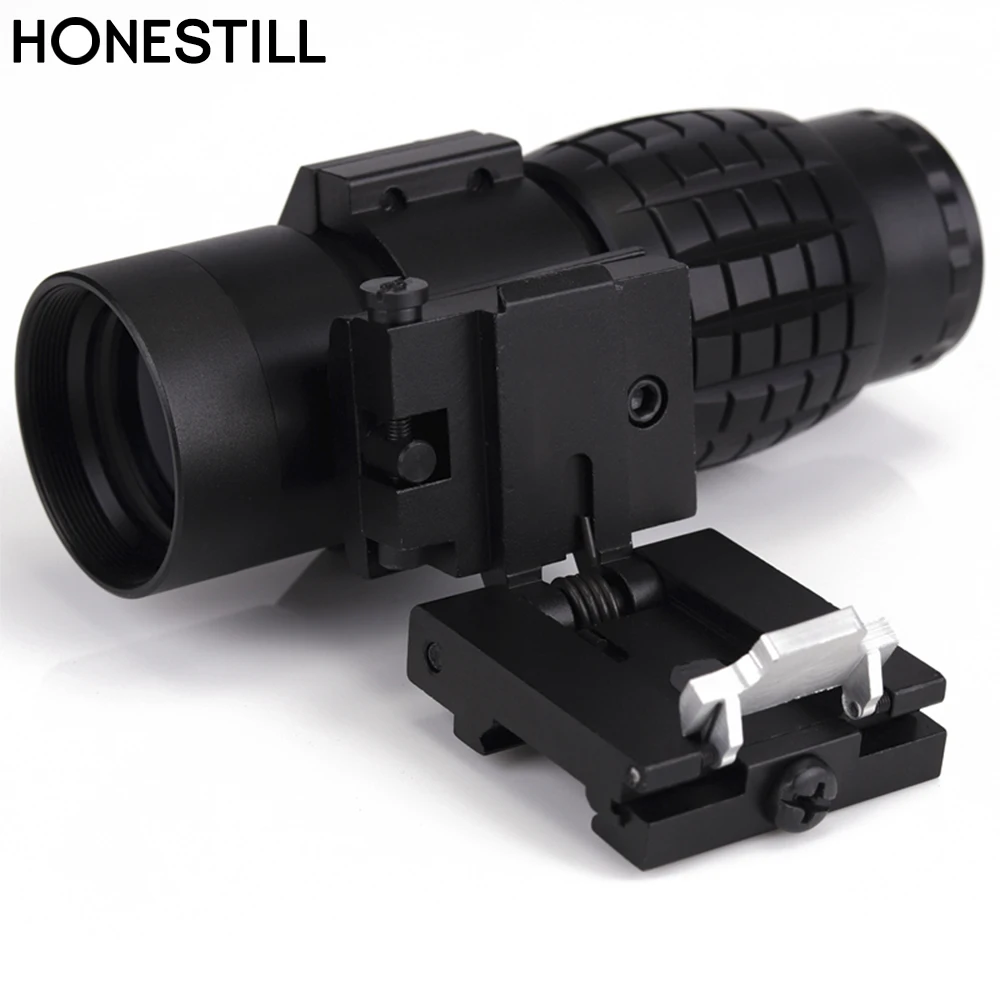 Tactical 3X Magnifier Scope Sight with Flip to Side 20mm Picatinny Weaver Rail Fits Hunting Rifle Watching
